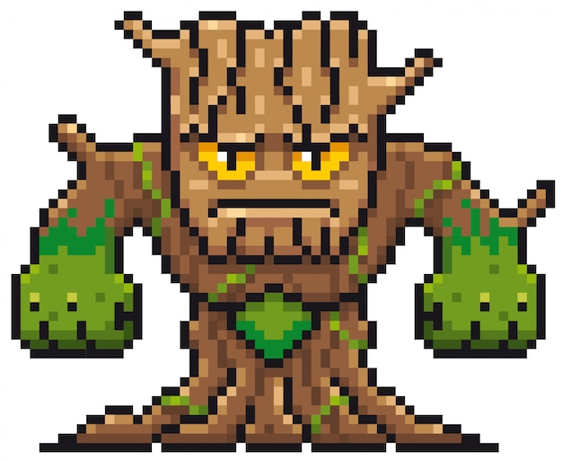 Dessin Animé Arbre Monstre Pixel Design Télécharger Des