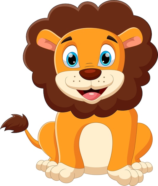 Dessin Anime Bebe Lion Poser A A Sourire Vecteur Premium