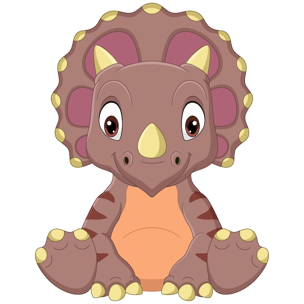 Dessin Anime Bebe Triceratops Dinosaure Assis Vecteur Premium