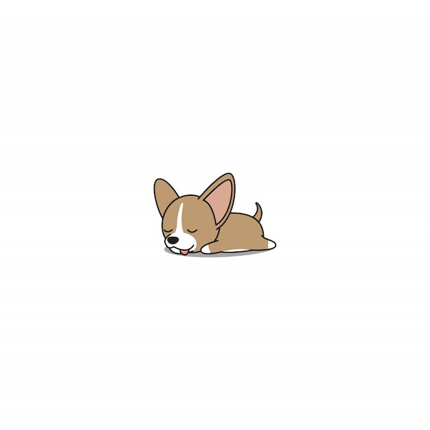 Dessin animé endormi de chiot chihuahua mignon Vecteur Premium