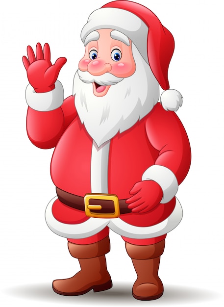 Dessin Animé Joyeux Père Noël En Agitant | Vecteur Premium