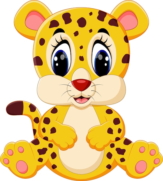 Dessin Anime Leopard Mignon Vecteur Premium