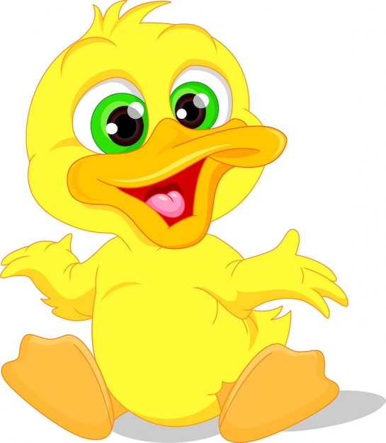 Dessin Anime Mignon Bebe Canard Vecteur Premium