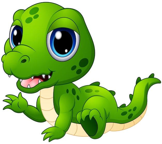 Dessin Anime Mignon Bebe Crocodile Vecteur Premium