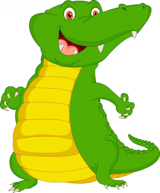 Dessin Anime Mignon Bebe Crocodile Vecteur Premium