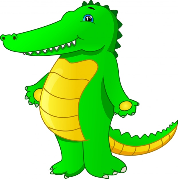 Dessin Anime Mignon Bebe Crocodile Vecteur Premium