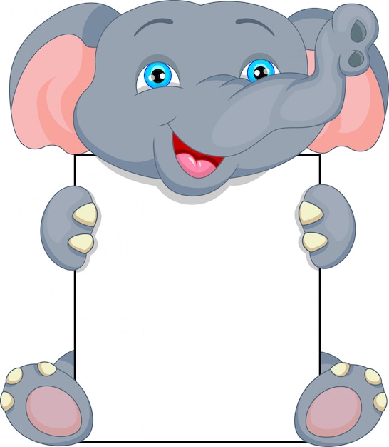 Dessin Anime Mignon Bebe Elephant Et Signe Vierge Vecteur Premium