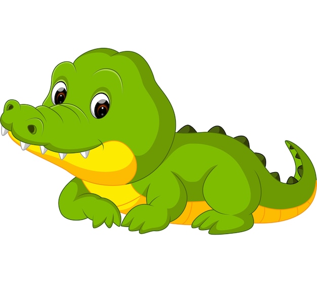 Dessin Anime Mignon De Crocodile Vecteur Premium