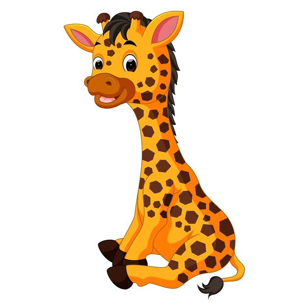 Dessin Anime Mignon De Girafe Vecteur Premium