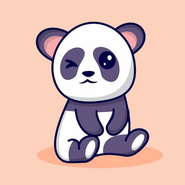 Dessin Animé Mignon De Panda Assis | Vecteur Premium