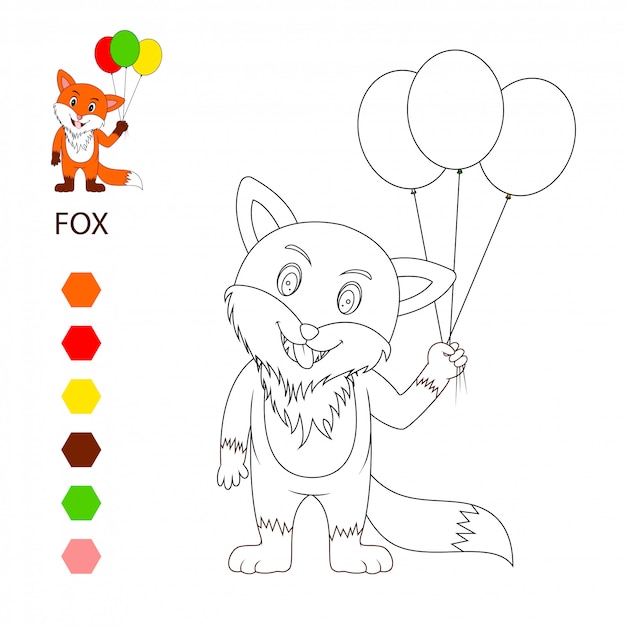 Dessin Anime Mignon Renard Livre De Coloriage Vecteur Premium