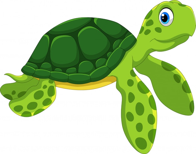 Dessin Anime Mignon De Tortue De Mer Vecteur Premium