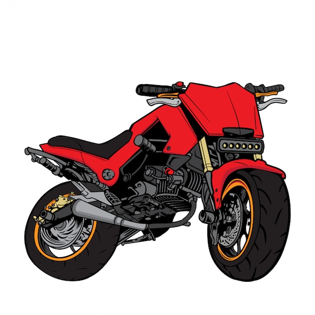 Dessin Anime Moto Velo Nu Vecteur Premium