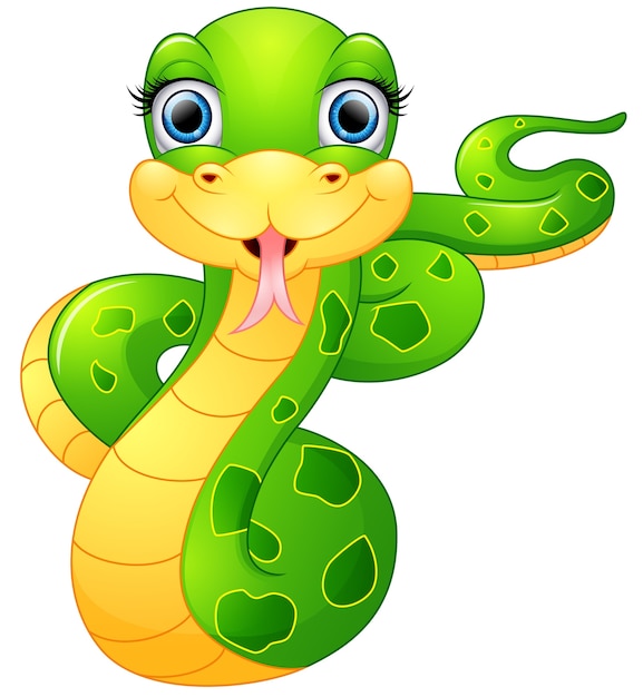 dessin-ani​me-serpent​-vert-heur​eux_43633-​367
