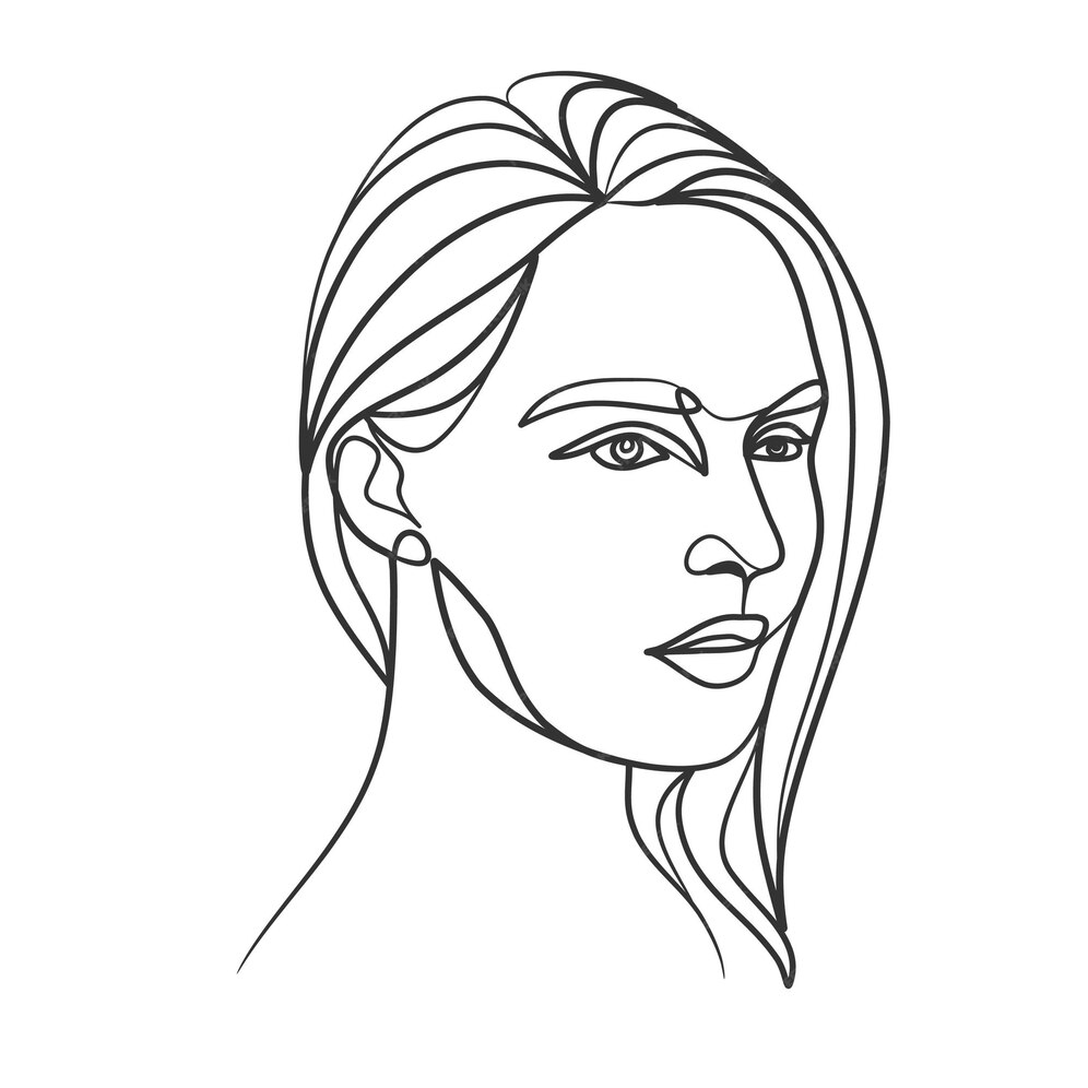 Dessin Au Trait Continu Du Visage De La Femme Joli Portrait Linéaire Féminin Portrait De Femme 