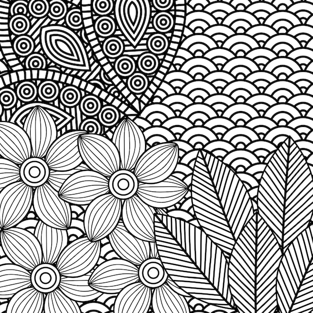 Dessin De Fleurs Monochromes à Colorier Pour Adultes