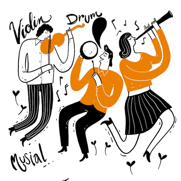  Dessin   La Main Des Musiciens Jouant De  La Musique  