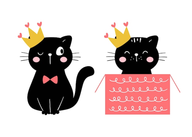 Dessinez Princesse Chat Noir Pour Joyeux Anniversaire Vecteur Premium