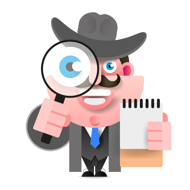 Detective Tenant Une Loupe Illustration Vectorielle Vecteur Premium