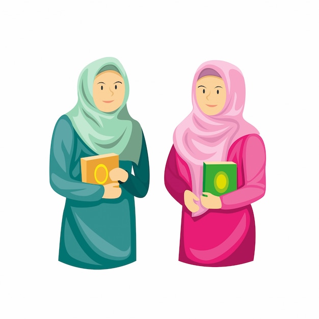 Deux Filles Musulmanes Tenant Al  Quran  D coration De La 