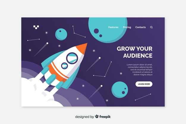 Développez votre page d'atterrissage de fusée d'audience Vecteur gratuit