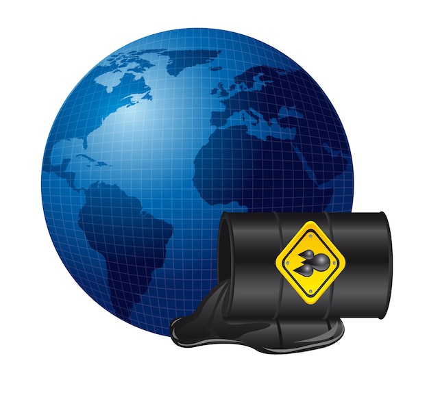 Déversement de pétrole sur la planète Vecteur Premium