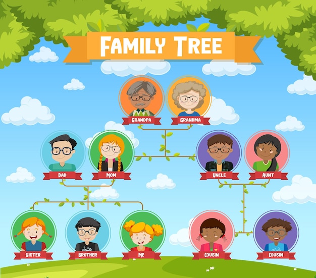 Diagramme Montrant L'arbre Généalogique De Trois Générations | Vecteur ...