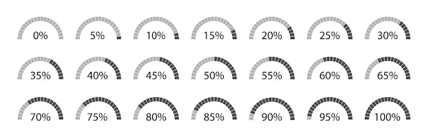 Diagrammes De Pourcentage En Demi Cercle Pour Infographie 0 5 10 15 25 30 35 40 45 50 55 60 65 70 75 80 85 90 95 100 Illustration Vectorielle Vecteur Gratuite