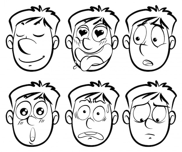 Différentes expressions faciales sur l'homme Vecteur gratuit