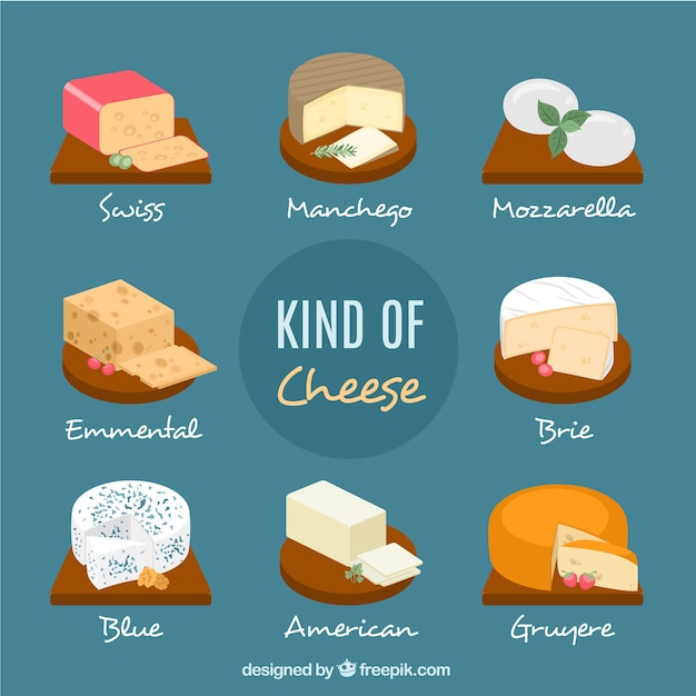 Différents Types De Fromages Vecteur Gratuite 