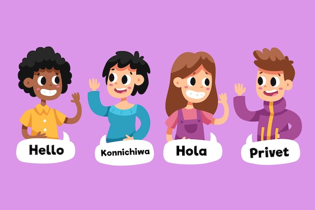 Discuter des bulles et des gens qui parlent dans différentes langues Vecteur gratuit