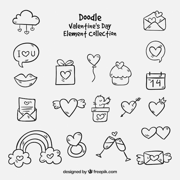 drawing make easy to Saint Valentin la Doodle de collection d'éléments