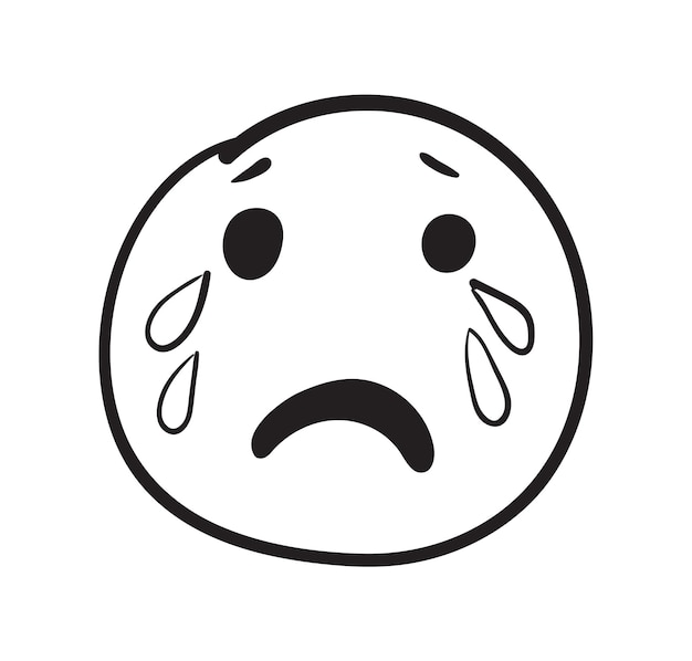 Doodle Emoji Qui Pleure Sentiments Tristes Illustration De Vecteur De Contour De Cri Isolé Sur 8134