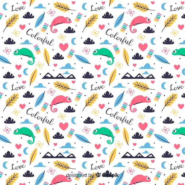 Doodle motif animaux et mots Vecteur gratuit