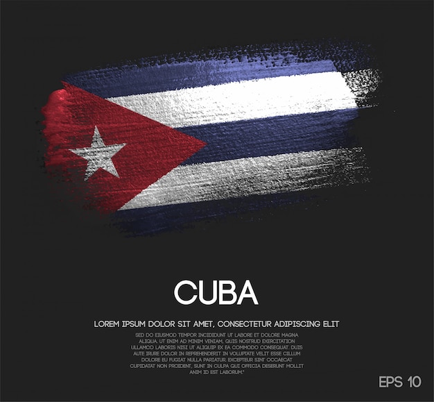 Drapeau De Cuba Fait De Peinture De Pinceau De Scintillement De Scintillement Vecteur Premium