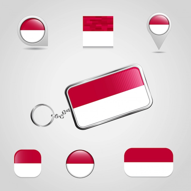 Drapeau indonésien Vecteur Premium