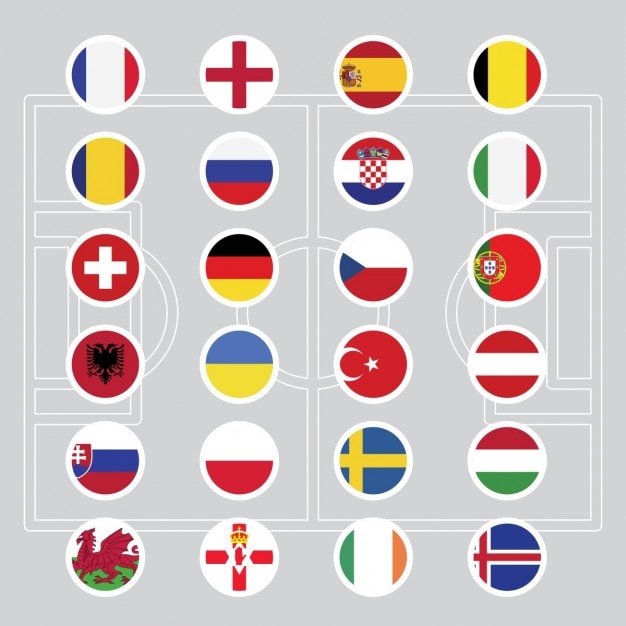 Drapeaux De L Euro 2016 De Football Vecteur Gratuite