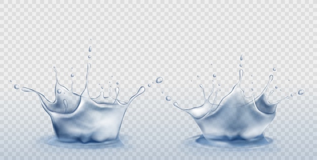 Éclaboussure d'eau en forme de couronne avec des gouttelettes Vecteur gratuit
