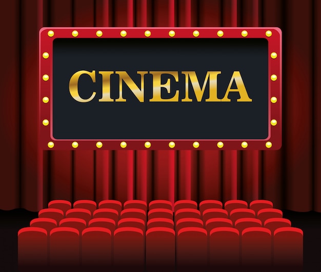 Écran De Cinéma Et Chaises | Vecteur Premium