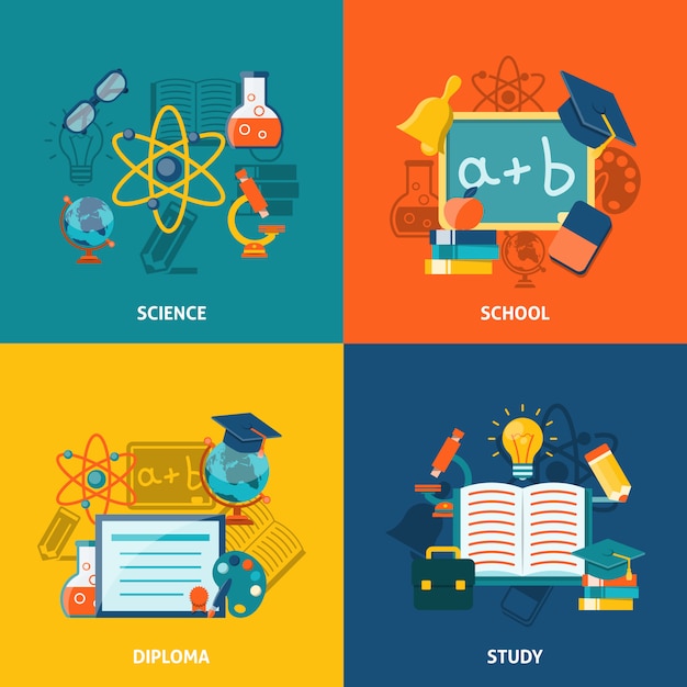 Education flat set Vecteur gratuit