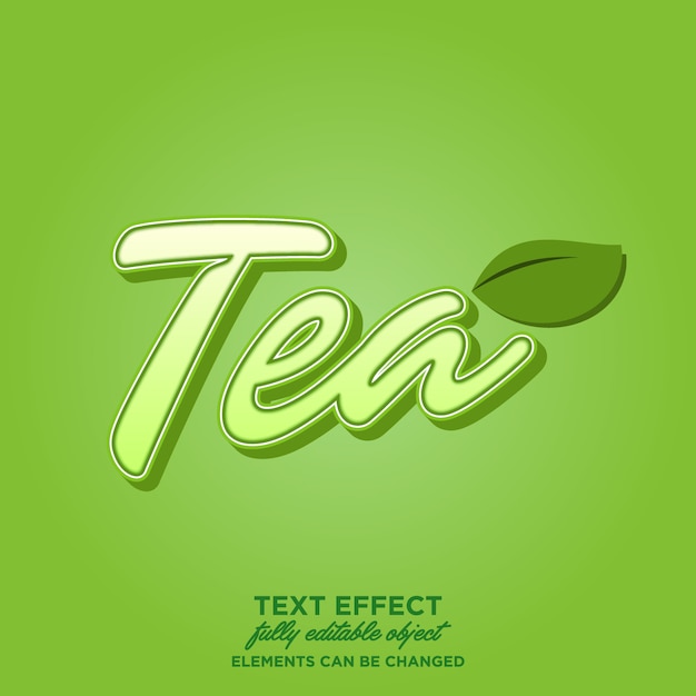 Effet texte thé vert Vecteur Premium