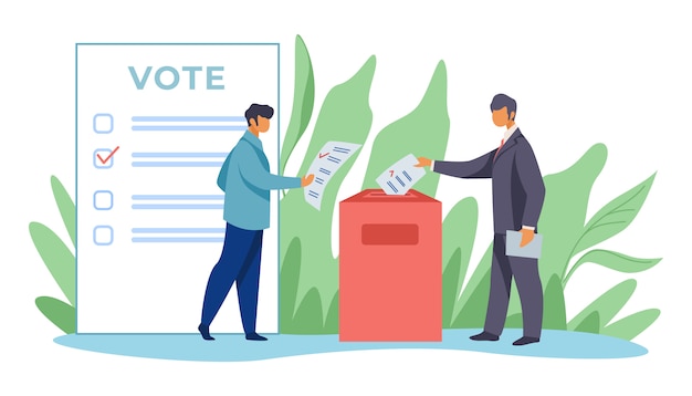Les électeurs insérant des formulaires dans les urnes Vecteur gratuit