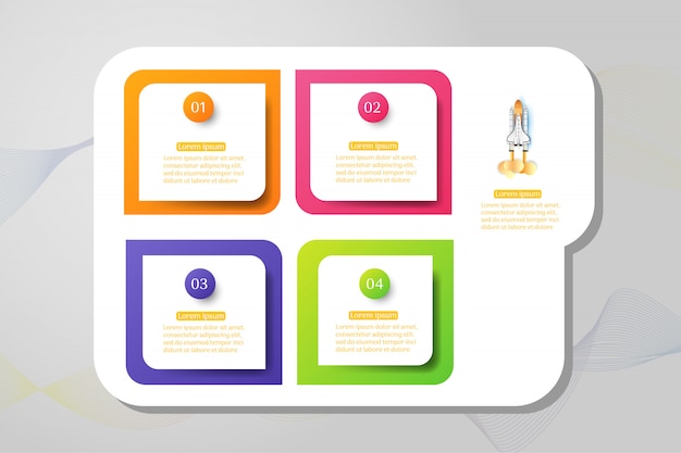 Élément graphique options de conception business modèle 4 options. Vecteur Premium