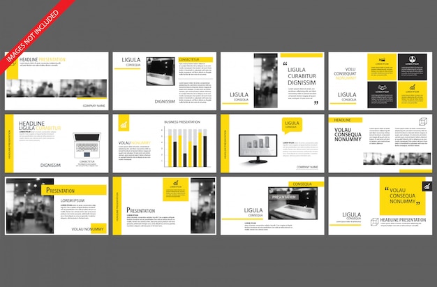 Élément jaune pour infographie powerpoint Vecteur Premium