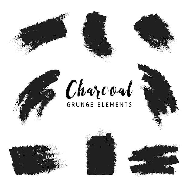 Les éléments grunge du charbon de bois Vecteur gratuit