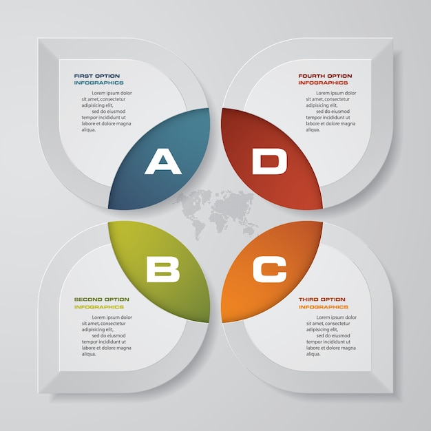 Éléments d'infographie abstrait 4 étapes graphique Vecteur Premium