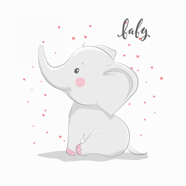 Elephant Mignon Pour Bebe Et Carte D Invitation Vecteur Premium