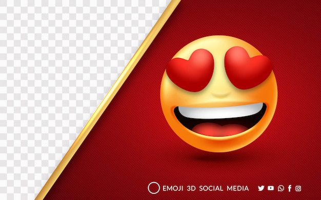 Emoji Avec Amour Rouge Et Un Sourire Joyeux Vecteur Premium