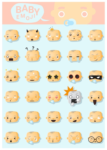 Emoji Bebe Icones Vecteur Premium