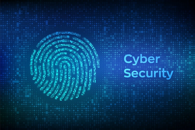 Empreinte digitale faite avec du code binaire. identification biométrique et approbation. Vecteur Premium